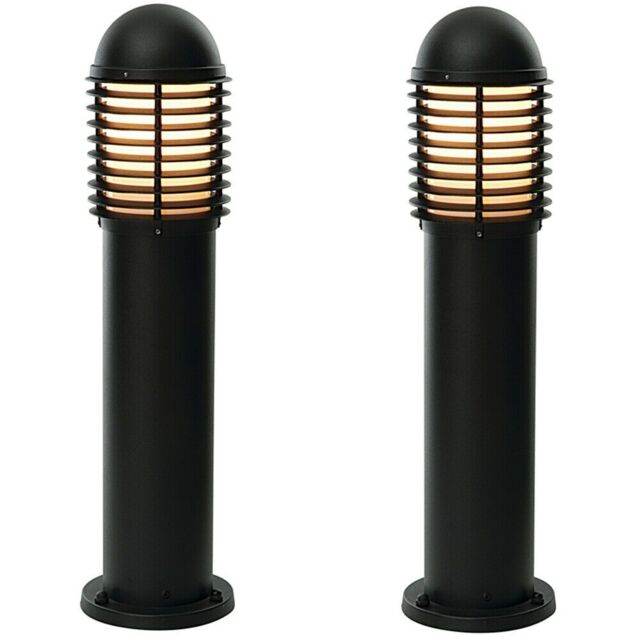 Loops 2 PACK Outdoor IP44 Bollard Light Matt Black 650mm LED Lamp Post Garden Driveway - image 1