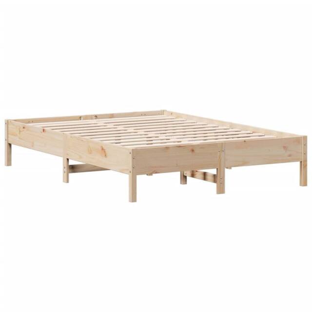 Berkfield Home Bed Frame without Mattress 140x200 cm Solid Wood Pine in Natural - image 1