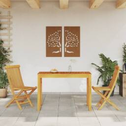 Berkfield Home Garden Dining Table 110x55x75 cm Solid Wood Acacia in Brown - Size: 110 x 55 x 75 cm - thumbnail 3
