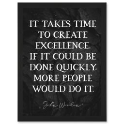 Artery8 Slate Quote John Wooden Takes Time To Create Excellence Basketball Coach Inspiring Sports Artwork Framed Wall Art Print A4 in Black - thumbnail 1