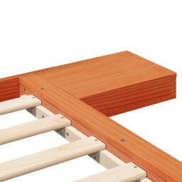 Berkfield Home Floor Bed Frame with Bedside Tables Wax Brown 90x190cm Solid Wood - Size: 90x190 cm - thumbnail 8