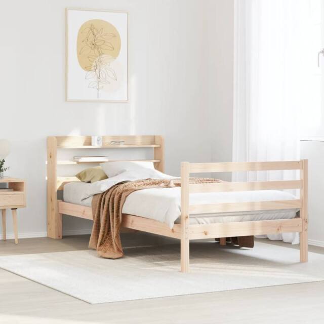 Berkfield Home Bed Frame with Headboard without Mattress 90x190 cm Single in Brown - image 1