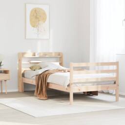 Berkfield Home Bed Frame with Headboard without Mattress 90x190 cm Single in Brown - thumbnail 1