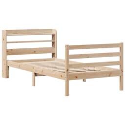 Berkfield Home Bed Frame with Headboard without Mattress 90x190 cm Single in Brown - thumbnail 3
