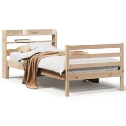 Berkfield Home Bed Frame with Headboard without Mattress 90x190 cm Single in Brown - thumbnail 2