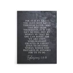 "Artery8 Ephesians 2 8 10 Saved by Faith Bible Quote Canvas Wall Art Print in Grey - Size: W18"" x H24""" - thumbnail 1