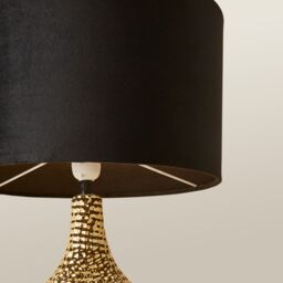 ValueLights Bailey Metallic Gold Ceramic Table Lamp Light with Velvet Shade in Black - Size: 35 cm diameter x 21 cm high - thumbnail 3