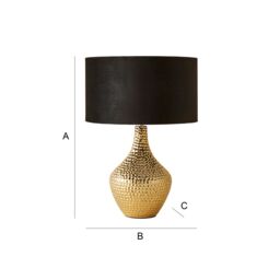 ValueLights Bailey Metallic Gold Ceramic Table Lamp Light with Velvet Shade in Black - Size: 35 cm diameter x 21 cm high - thumbnail 7
