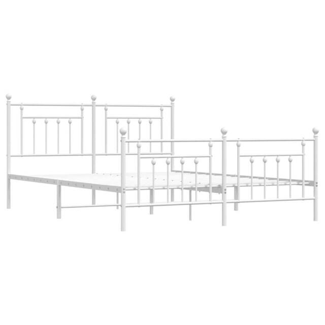 Berkfield Home Metal Bed Frame with Headboard & Footboard White 183x213 cm - image 1