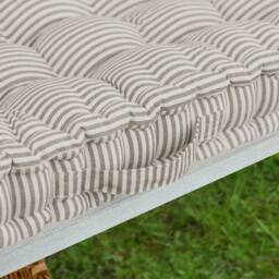 Dibor Vintage Style Grey Striped Bench Pad Cushion L105 x W42cm in Off-White - Size: Large - thumbnail 4