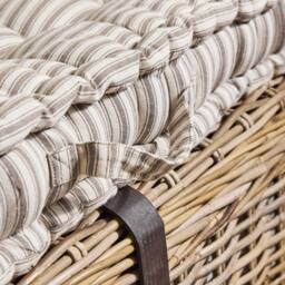 Dibor Vintage Style Grey Striped Bench Pad Cushion L105 x W42cm in Off-White - Size: Large - thumbnail 3