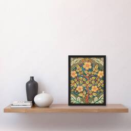Artery8 William Morris Framed Wall Art Print Rose Wreath Embroidery Pattern - Size: A4 - thumbnail 2