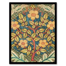 Artery8 William Morris Framed Wall Art Print Rose Wreath Embroidery Pattern - Size: A4 - thumbnail 1