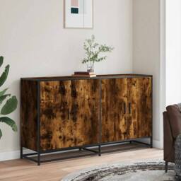 Berkfield Home Sideboard Smoked Oak 134x35x76 cm Engineered Wood in Brown - Size: 134 x 35 x 76 cm - thumbnail 3