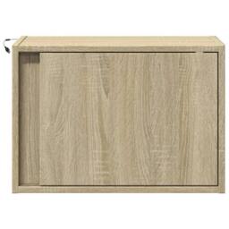 Berkfield Home Wall-mounted Bedside Cabinets with LED Lights 2 pcs Sonoma Oak in Light Tan - thumbnail 6