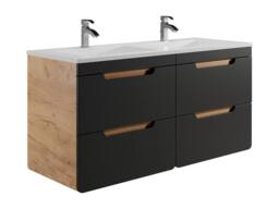 Vente-unique Wall-Hung Bathroom Unit With Inset Basin - Natural & Anthracite in Grey - thumbnail 4