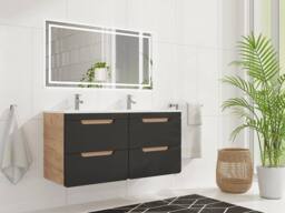 Vente-unique Wall-Hung Bathroom Unit With Inset Basin - Natural & Anthracite in Grey - thumbnail 1