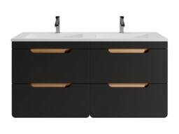Vente-unique Wall-Hung Bathroom Unit With Inset Basin - Natural & Anthracite in Grey - thumbnail 5