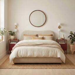 FurnitureboxUK Mabel Fabric Ottoman Bed Frame in Cream - Size: Double