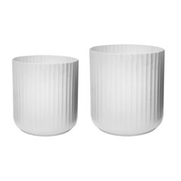 Ivyline Hudson White Corrugated Planters, Set of Two