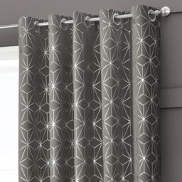 Velosso Moreno Thermal Blackout Ready Made Eyelet Curtains in Charcoal - Size: 228 cm width x 228 cm drop