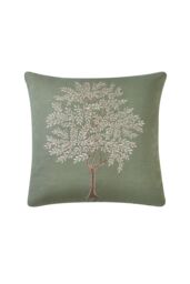Catherine Lansfield Woodland Trees Embroidered 45cm x 45cm Cotton Blend Cushion in Green - Size: 45 cm x 45 cm - thumbnail 3
