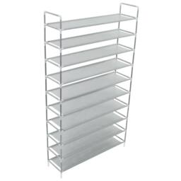 Berkfield Home Shoe Rack with 10 Shelves Metal & Non-woven Fabric Silver