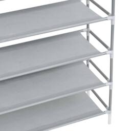 Berkfield Home Shoe Rack with 10 Shelves Metal & Non-woven Fabric Silver - thumbnail 6