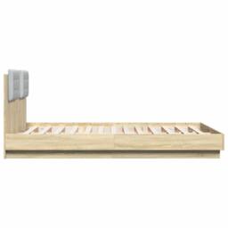 Berkfield Home Soft Bed Frame without Mattress Sonoma Oak 120x200 cm in Light Brown - Size: Small Double - thumbnail 5