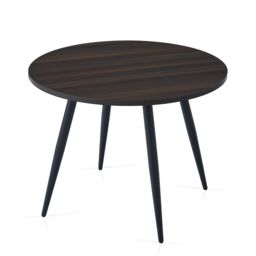 SONARA Dark Walnut Round Dining Table with 2 Faux Suede Dining Chairs Set in Brown - thumbnail 8