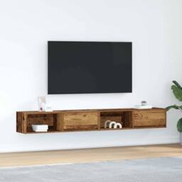 Berkfield Home TV Cabinets 2 pcs Old Wood 100x31x25.5 cm Engineered Wood in Brown - thumbnail 2