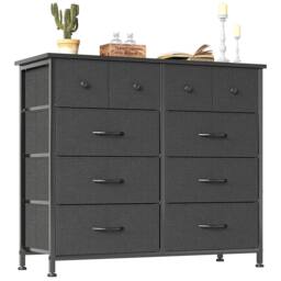 Nordara 10 Drawer Fabric Storage Chest Bedroom Dresser Cabinet Organizer in Black