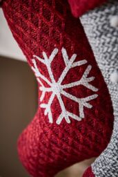 Dibor Set of 4 Red Sweater Knit Snowflake Xmas Gift Christmas Stocking - Size: 4 Pack - thumbnail 3