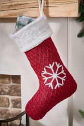 Dibor Set of 4 Red Sweater Knit Snowflake Xmas Gift Christmas Stocking - Size: 4 Pack