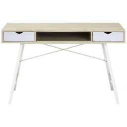 Wyld and Coco 120 x 48cm Office Desk Brown and White with 2 Drawers - Size: 120 x 48 cm - thumbnail 4