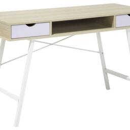 Wyld and Coco 120 x 48cm Office Desk Brown and White with 2 Drawers - Size: 120 x 48 cm - thumbnail 2