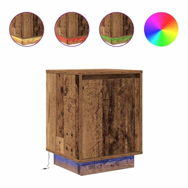Berkfield Home Bedside Cabinets with LED Lights¬†2 pcs Old Wood 38x34x50 cm - Size: 38 x 34 x 50 cm - image 1
