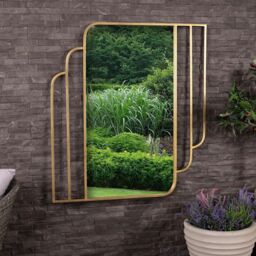 Charles Bentley Prague Rectangular Mirror in Gold Weather Resistant - thumbnail 1