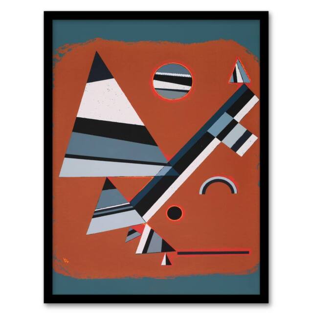 Artery8 Wassily Kandinsky Framed Wall Art Print Gris Grey Abstract Painting - Size: A4 - image 1