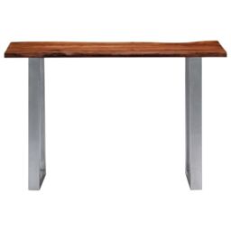 Berkfield Home Console Table 115x35x76 cm Solid Aacia Wood & Iron in Brown - Size: 115 x 35 x 76 cm - thumbnail 2