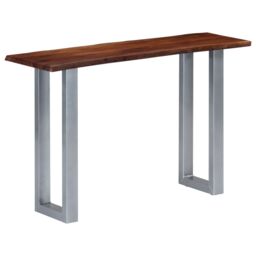 Berkfield Home Console Table 115x35x76 cm Solid Aacia Wood & Iron in Brown - Size: 115 x 35 x 76 cm - thumbnail 1