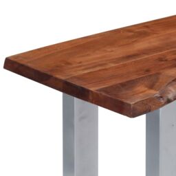 Berkfield Home Console Table 115x35x76 cm Solid Aacia Wood & Iron in Brown - Size: 115 x 35 x 76 cm - thumbnail 4