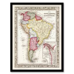 Artery8 Samuel Mitchell South America Political Divisions Map Framed Art Print - Size: A3 - thumbnail 1