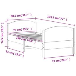 Berkfield Home Bed Frame without Mattress 75x190 cm Small Single Solid Wood Pine in Light Oak - thumbnail 9