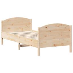 Berkfield Home Bed Frame without Mattress 75x190 cm Small Single Solid Wood Pine in Light Oak - thumbnail 1