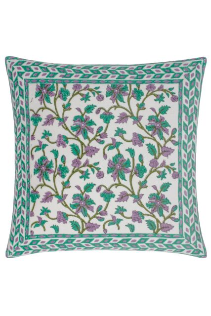 Paoletti Mentera 100% Cotton Floral Cushion in Green - Size: 50 cm x 50 cm - image 1