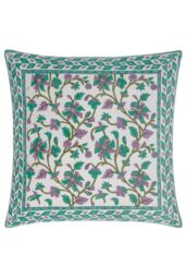 Paoletti Mentera 100% Cotton Floral Cushion in Green - Size: 50 cm x 50 cm - thumbnail 1