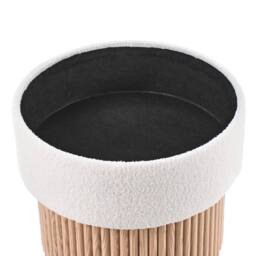 Wyld and Coco Off-White Boucle Storage Pouffe with Light Wood Base in White - thumbnail 7