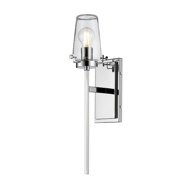 Loops IP44 Wall Light Tall Nuts & Bolts Accents Clear Glass Shade Chrome LED E27 40W - image 1