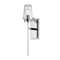 Loops IP44 Wall Light Tall Nuts & Bolts Accents Clear Glass Shade Chrome LED E27 40W
